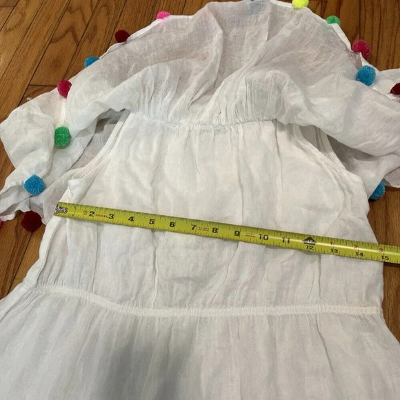 Pitusa White Off-Shoulder Swim Coverup with Multicolor Pom Poms - Picture 9 of 9
